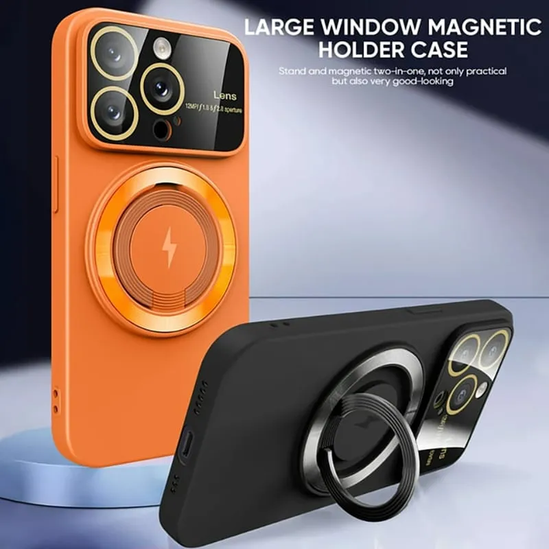 Large Window Magnetic iPhone Case with Invisible Ring Kickstand