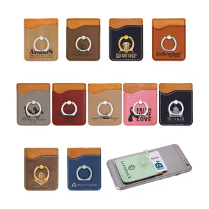 Laserable Leatherette Phone Wallet with Silver Ring