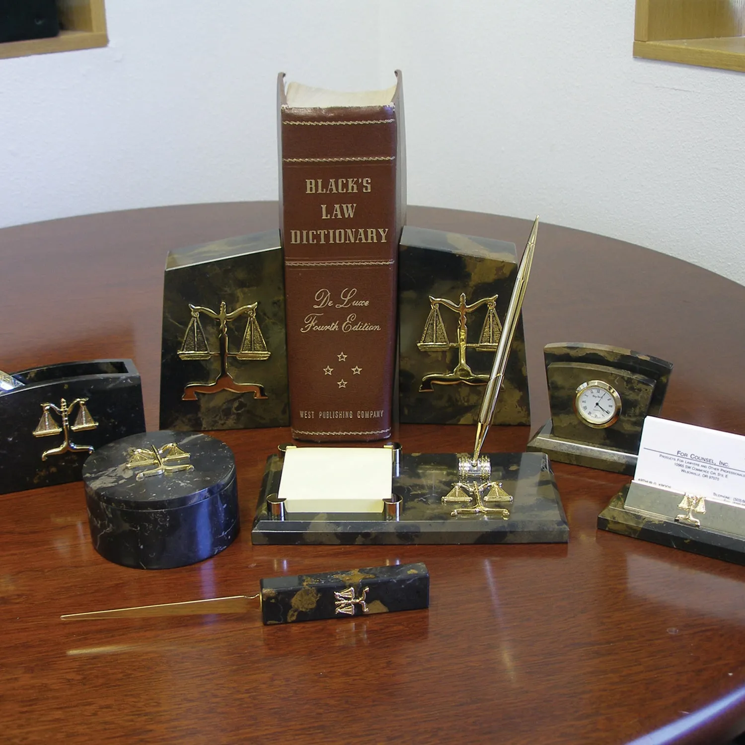 Lawyer Brown Marble Business Card Holder - Item #3625