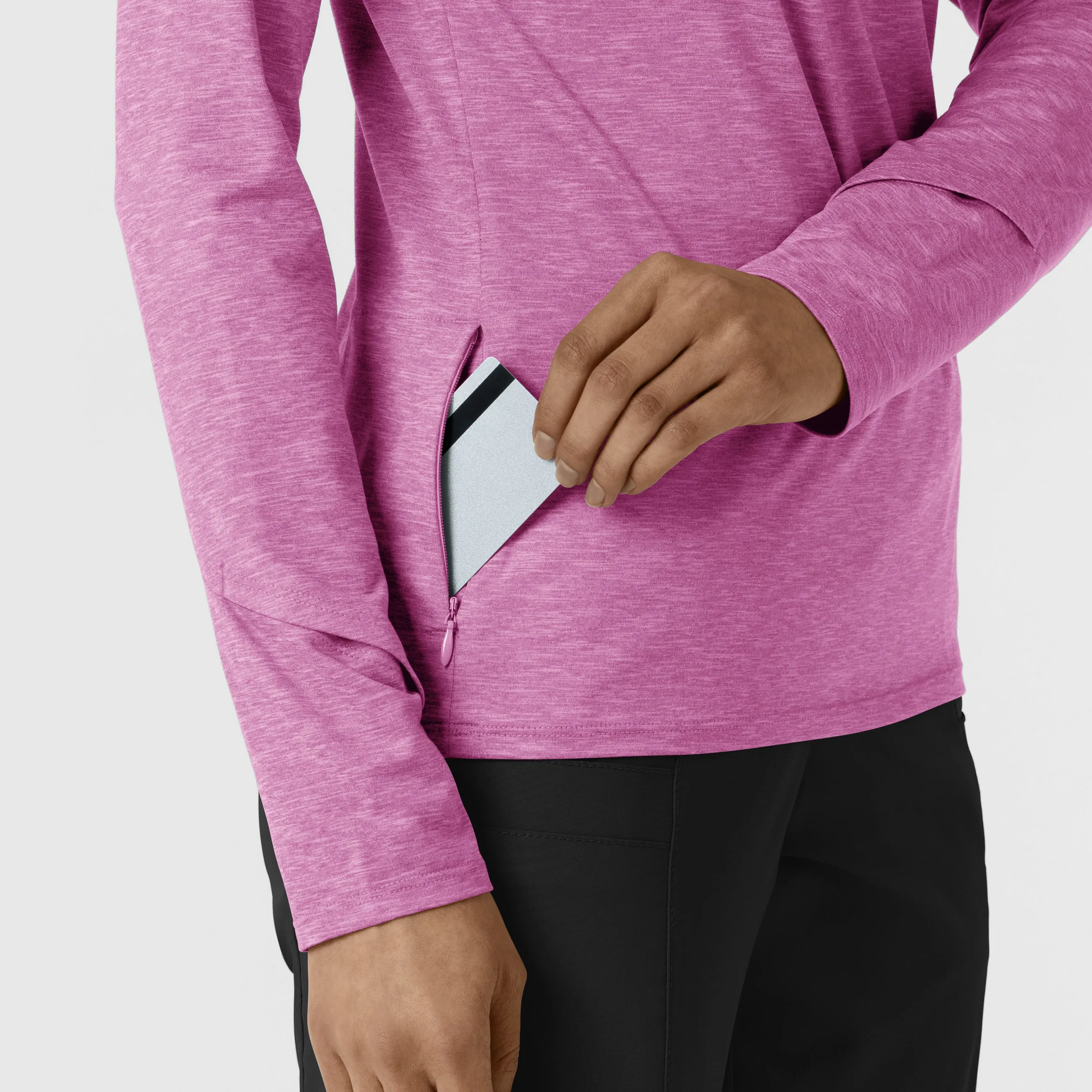 Layers 2239 Watch Window Quarter Zip Scrub Top Raspberry Heather