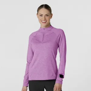 Layers 2239 Watch Window Quarter Zip Scrub Top Raspberry Heather