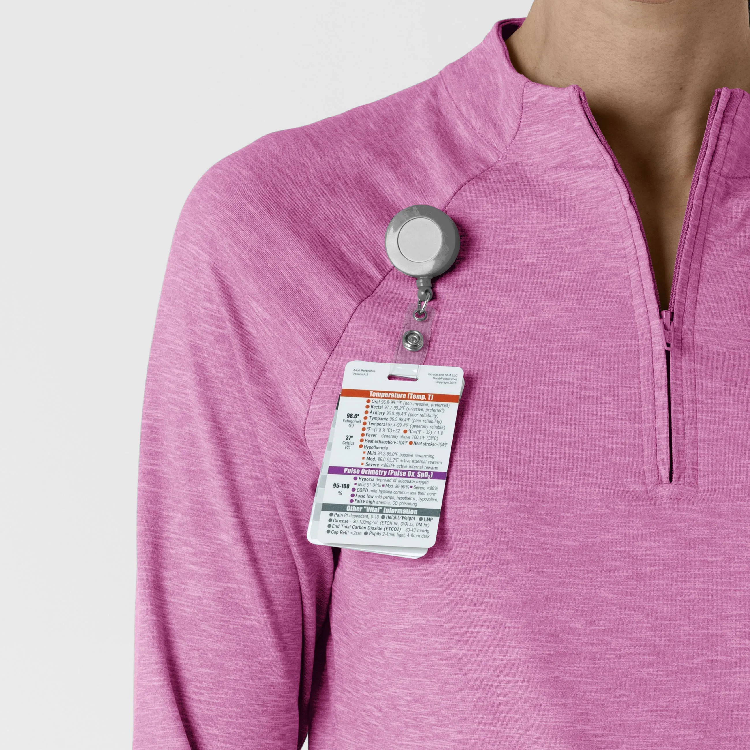 Layers 2239 Watch Window Quarter Zip Scrub Top Raspberry Heather