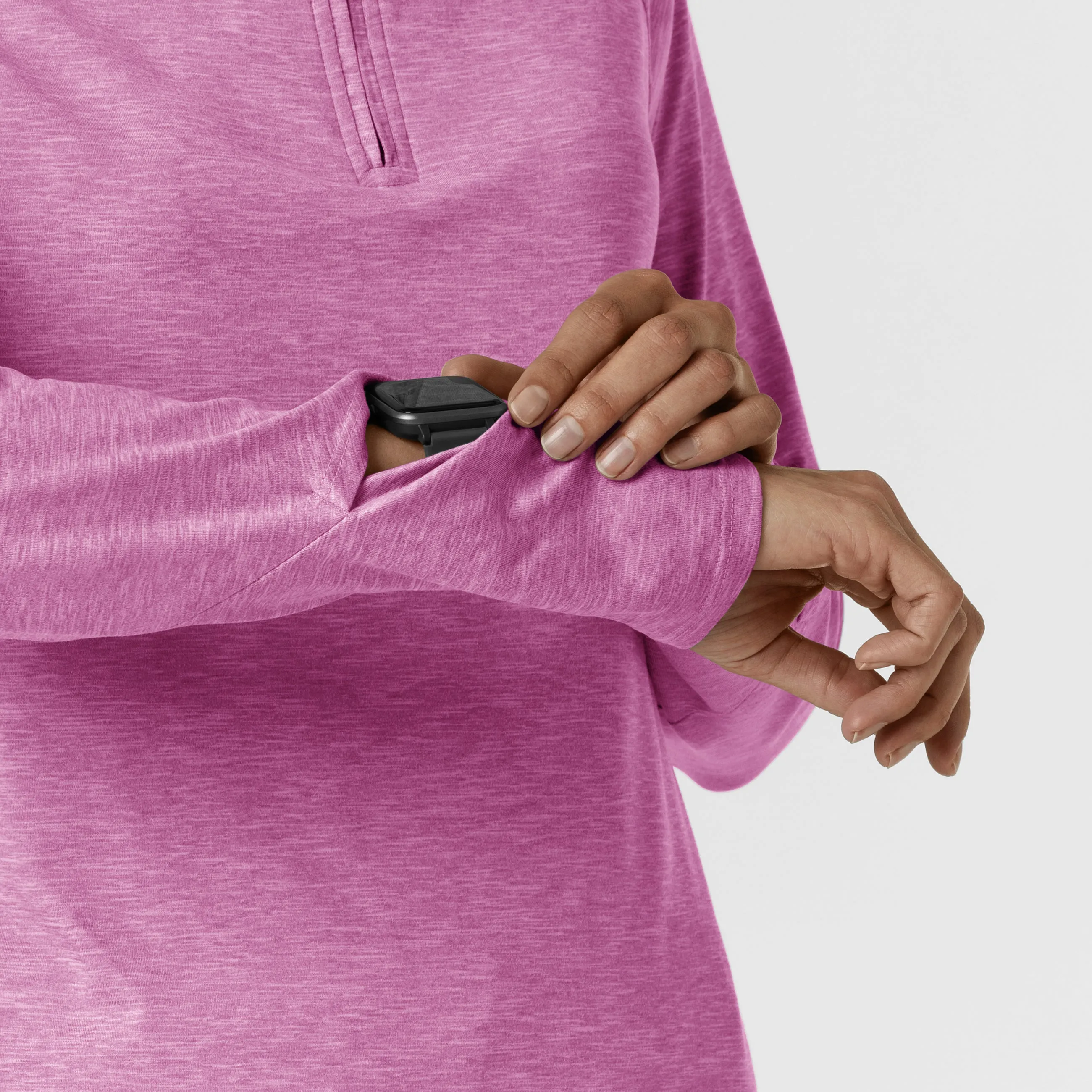 Layers 2239 Watch Window Quarter Zip Scrub Top Raspberry Heather
