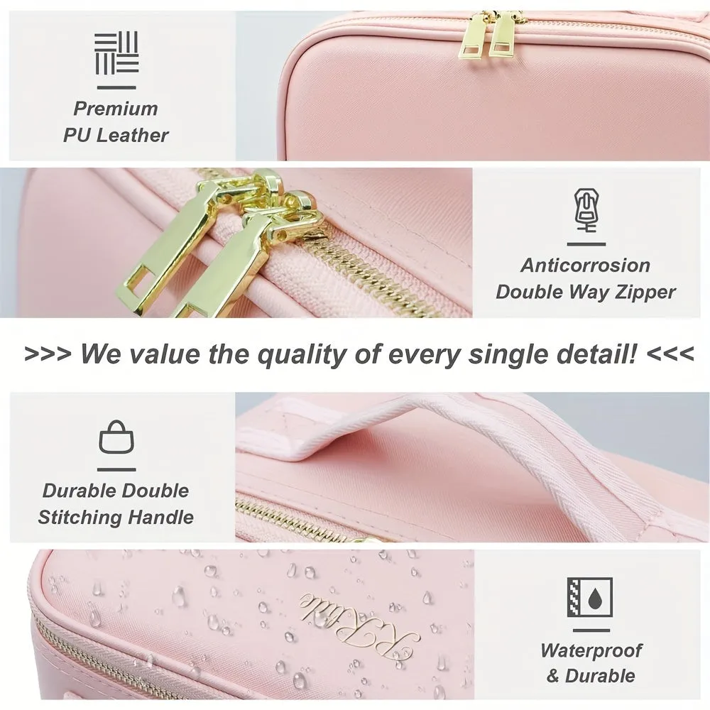 LED Lighted Travel Makeup Bag – Cosmetic Organizer with Mirror & Adjustable Dividers