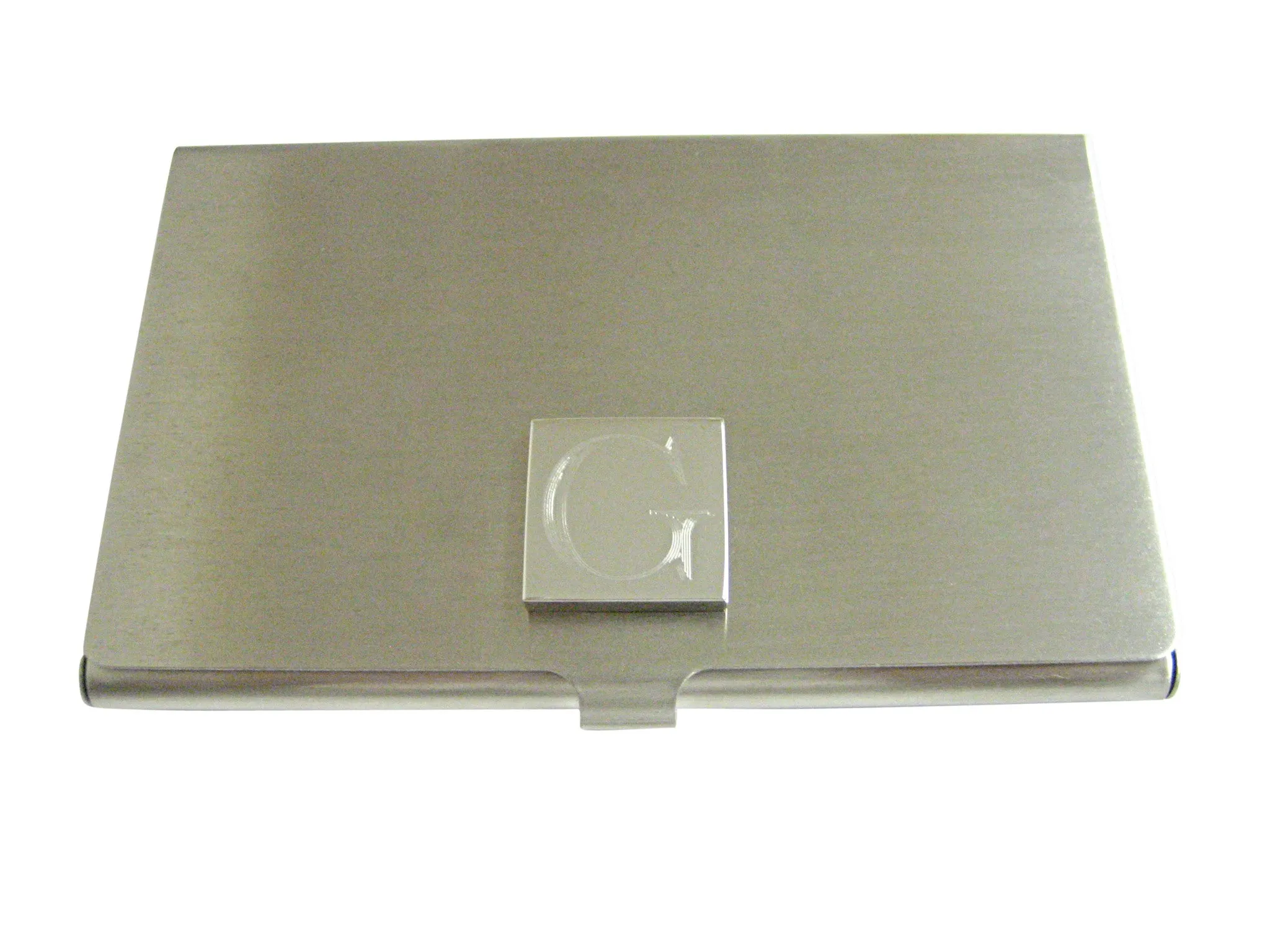Letter G Etched Monogram Business Card Holder