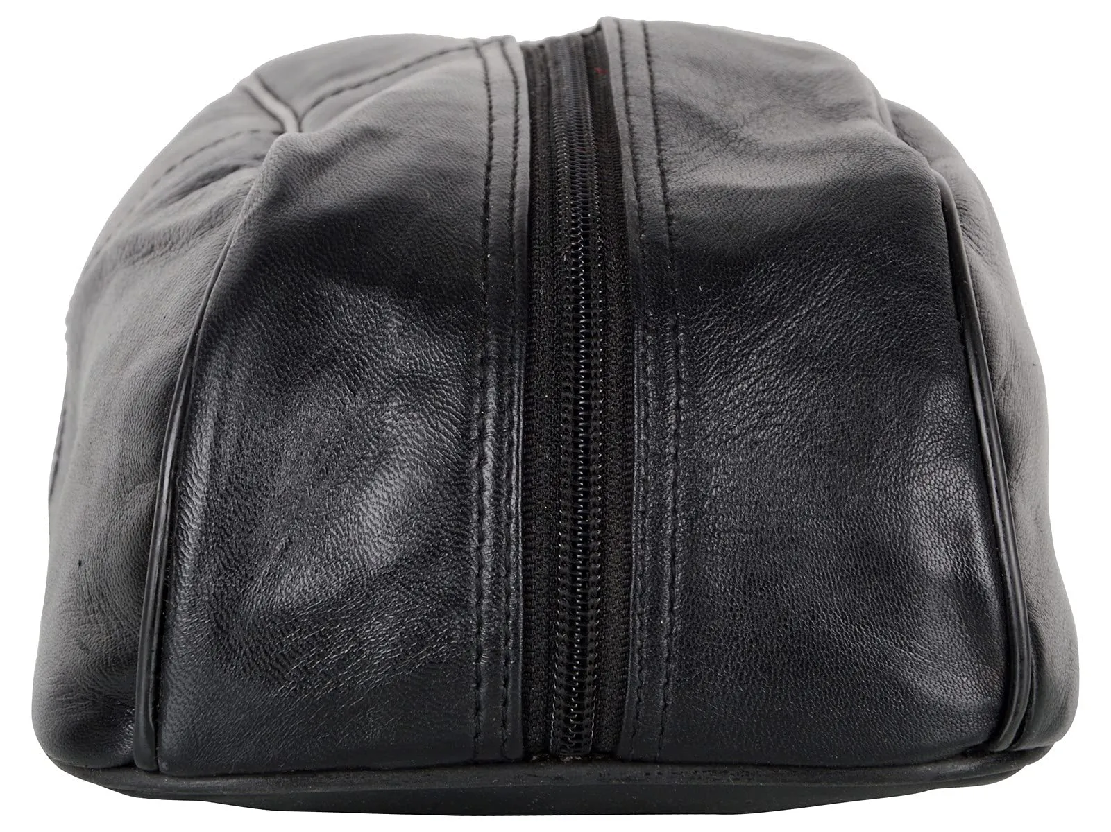 Liberty Leather Black Deluxe Sheep Napa Leather Unisex Toiletry Travel Bag Bathroom Organizer/Shoe Bag for Men and Women Portable Cosmetic Case and Traveling Kit Leather Shaving Bag in Black