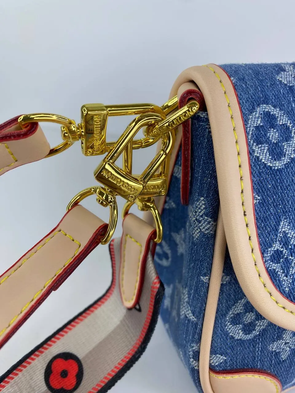 Louis Vuitton Monogram Denim Shoulder Bag with Multiple Straps