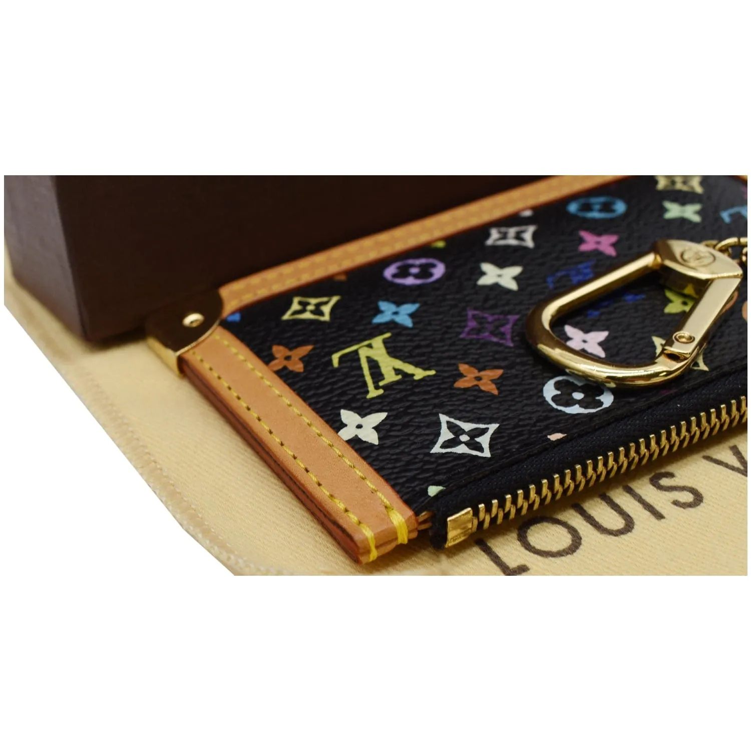 LOUIS VUITTON Pochette Key Cles Monogram Coin Case Multicolor