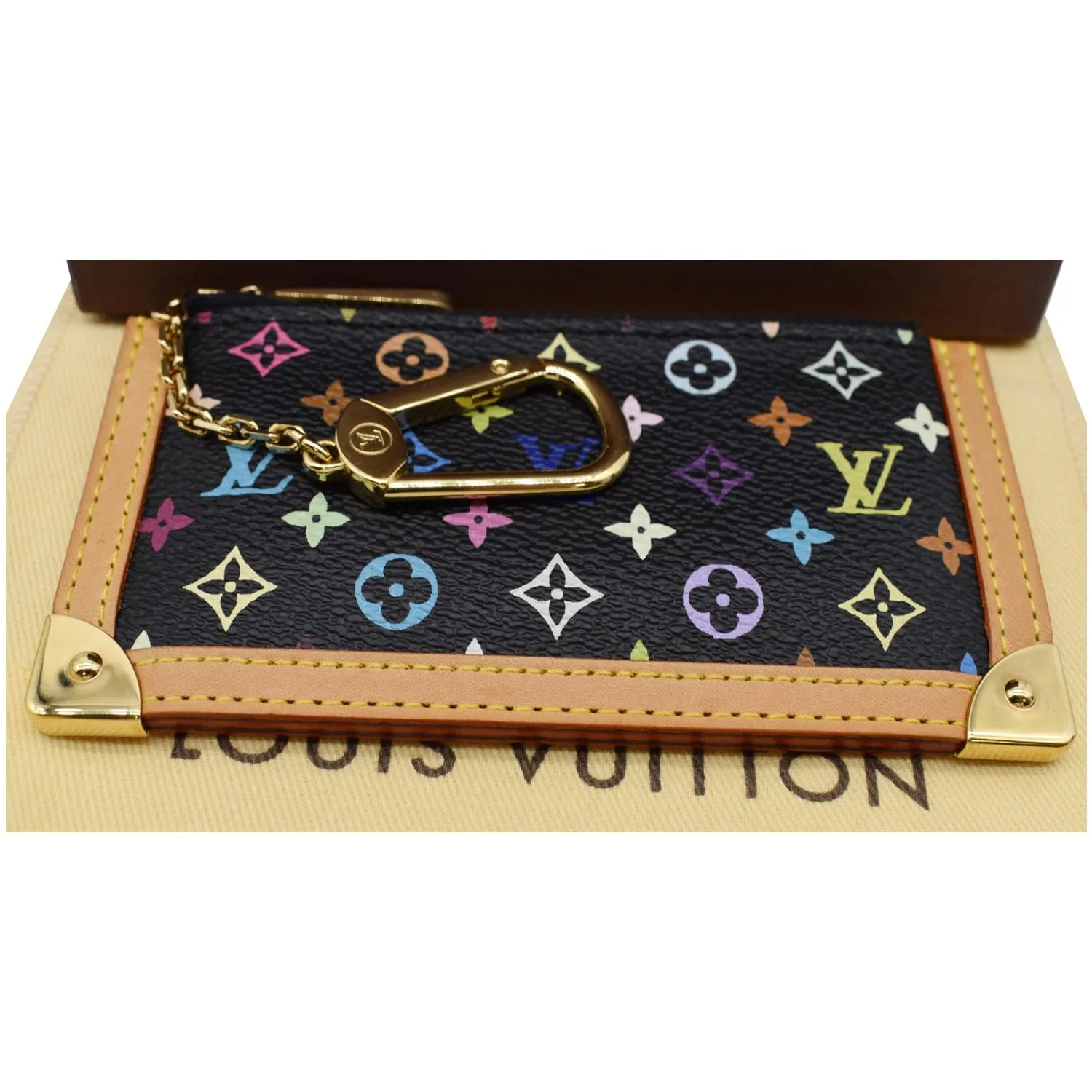 LOUIS VUITTON Pochette Key Cles Monogram Coin Case Multicolor
