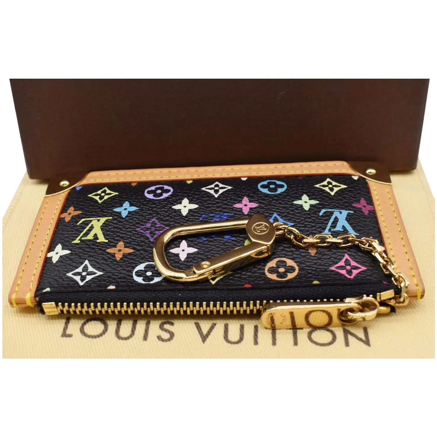 LOUIS VUITTON Pochette Key Cles Monogram Coin Case Multicolor
