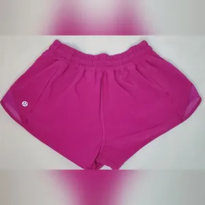 Lululemon Size 4R/S Pink High Rise Lined Athletic Shorts Side Zip Pocket