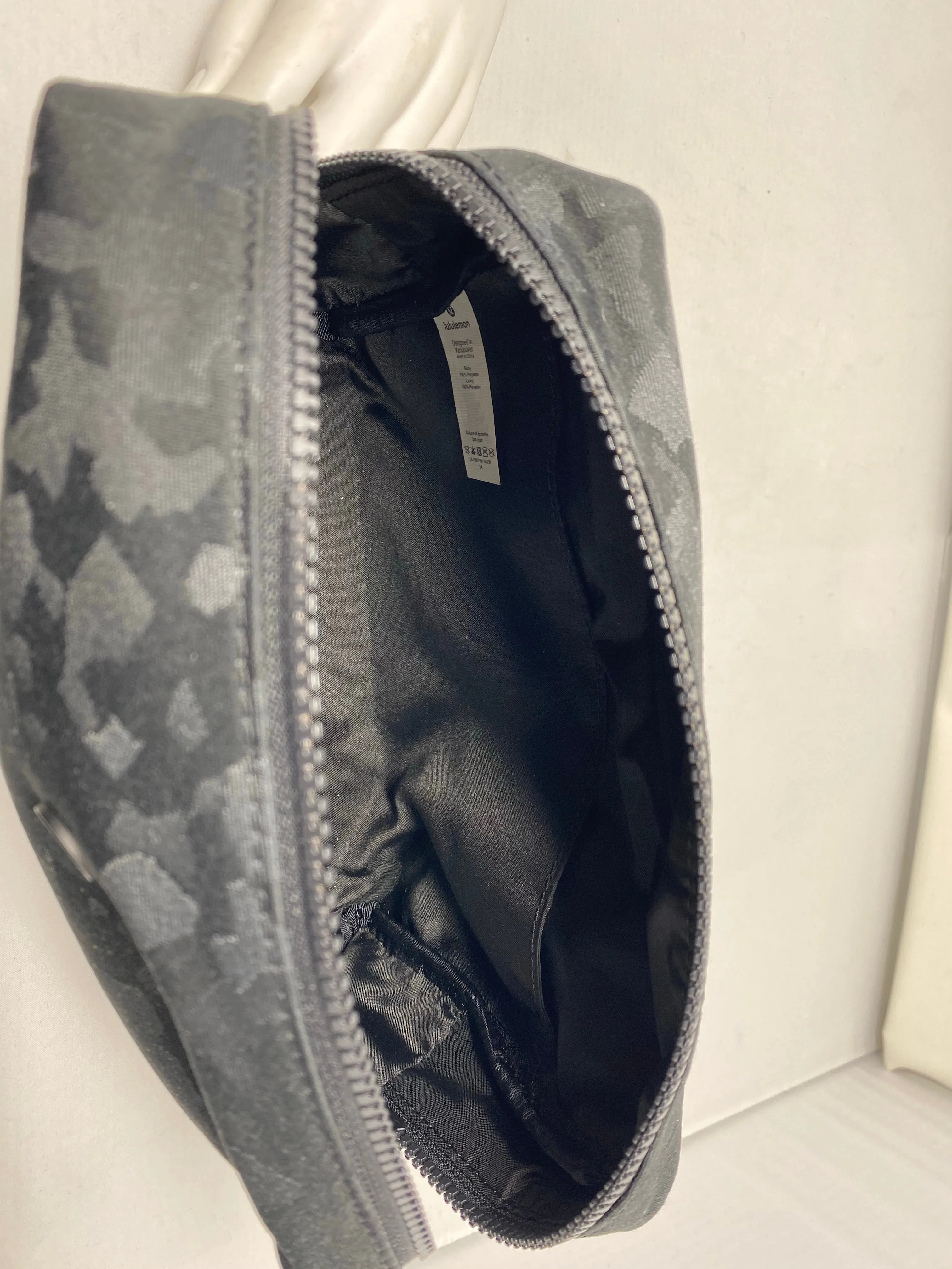 Lululemon Zip Fabric Black on Black  Camo Pouch