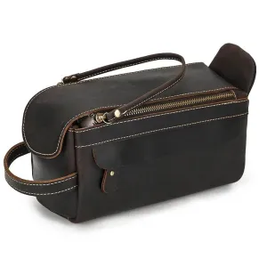 Luxury Designer Leather Cosmetic Toiletries Travel Bag for Men & Women