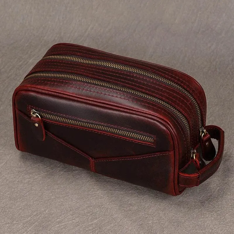Luxury Designer Leather Cosmetic Toiletries Travel Bag for Men & Women