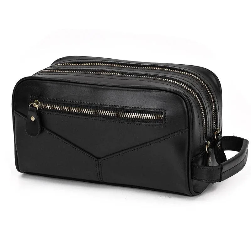 Luxury Designer Leather Cosmetic Toiletries Travel Bag for Men & Women