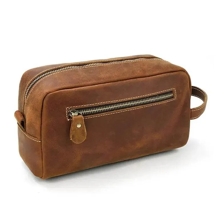 Luxury Designer Leather Cosmetic Toiletries Travel Bag for Men & Women