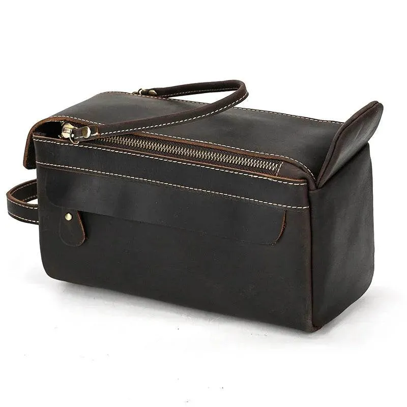 Luxury Designer Leather Cosmetic Toiletries Travel Bag for Men & Women