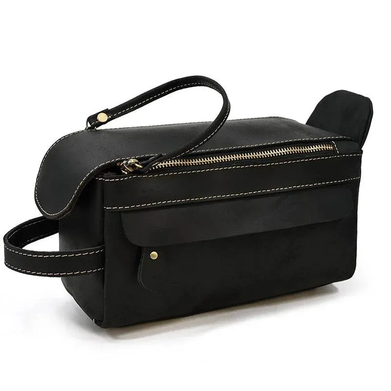 Luxury Designer Leather Cosmetic Toiletries Travel Bag for Men & Women