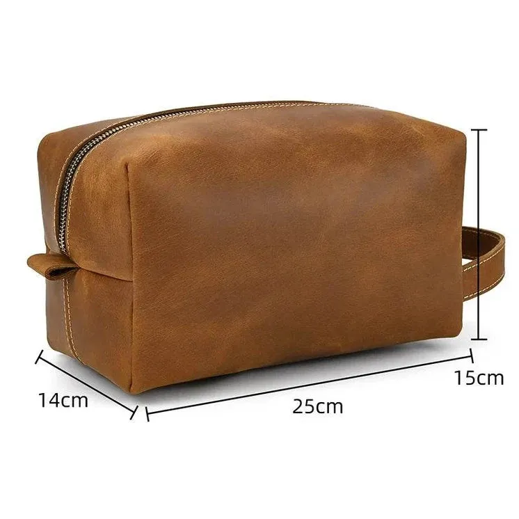 Luxury Designer Leather Cosmetic Toiletries Travel Bag for Men & Women