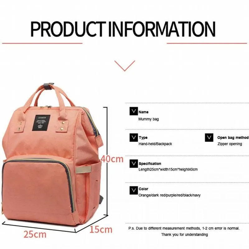 Luxury Multifunctional Baby Diaper Nappy Backpack Maternity Mummy Changing Bag