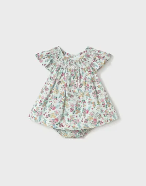 Mayoral Newborn Floral Dress with Bloomers - Jade