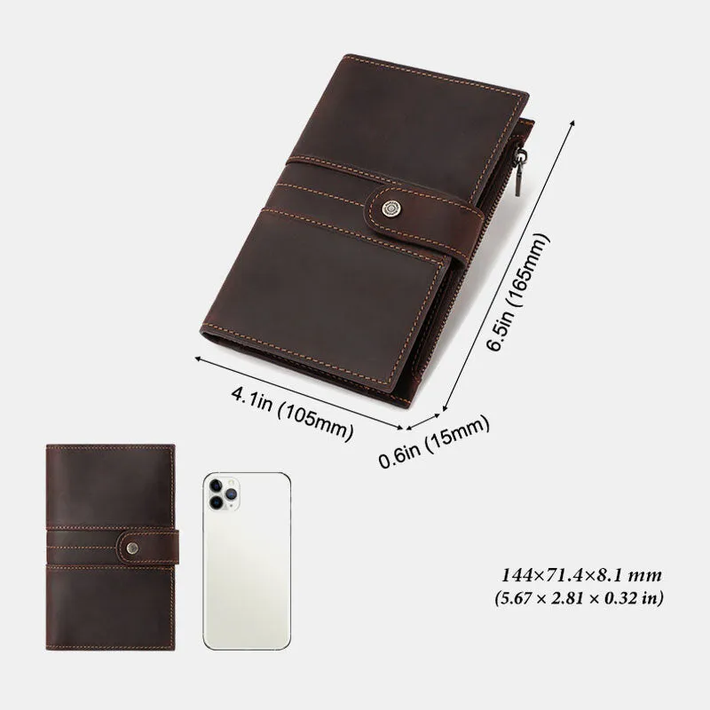 Men Genuine Leather RFID Anti-theft Passport Case Clutch Purse Hand Carry Card Holder Wallet
