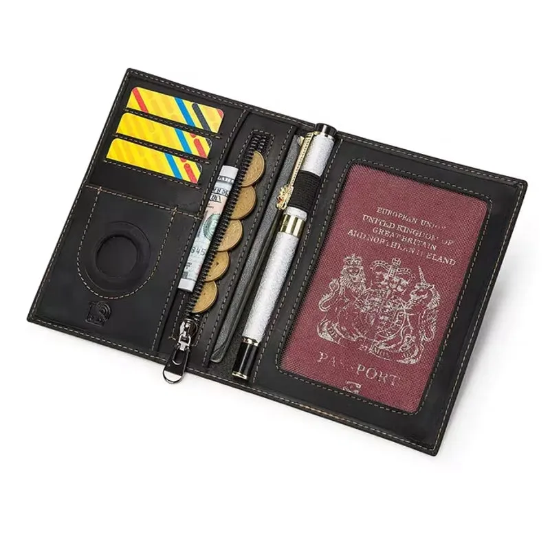 Men Genuine Leather RFID Anti-theft Passport Case Clutch Purse Hand Carry Card Holder Wallet