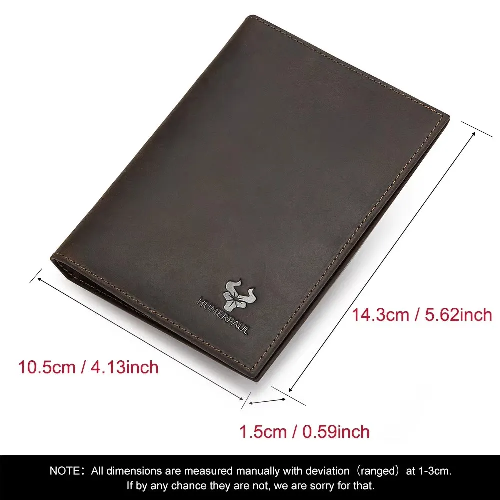 Men Genuine Leather RFID Anti-theft Passport Case Clutch Purse Hand Carry Card Holder Wallet