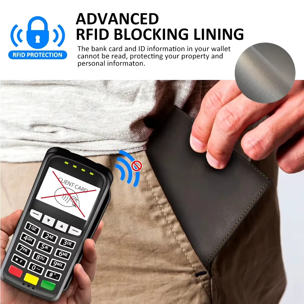 Men Genuine Leather RFID Anti-theft Passport Case Clutch Purse Hand Carry Card Holder Wallet