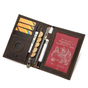 Men Genuine Leather RFID Anti-theft Passport Case Clutch Purse Hand Carry Card Holder Wallet