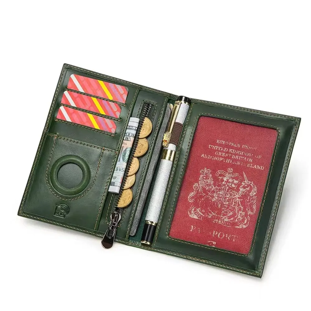 Men Genuine Leather RFID Anti-theft Passport Case Clutch Purse Hand Carry Card Holder Wallet