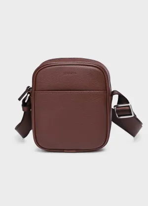 Men's leather satchel with shoulder strap