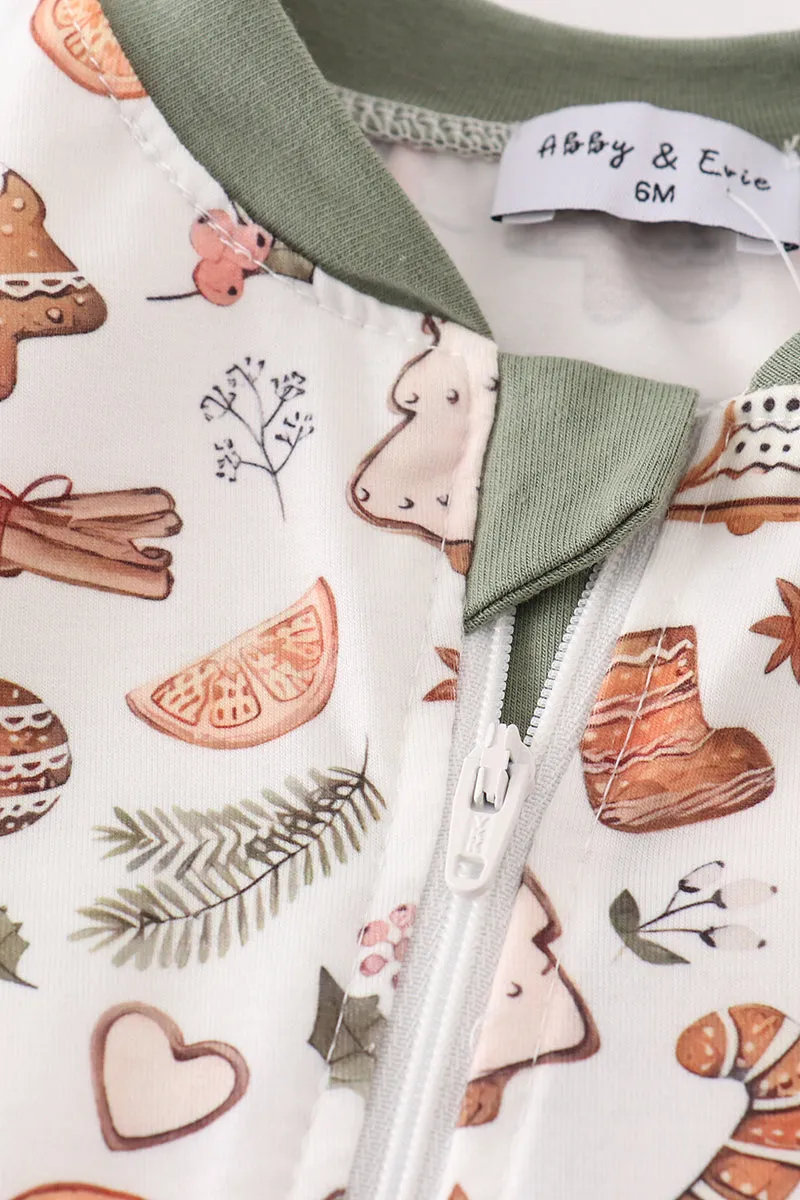 Merry Christmas Print Zip Boy Romper