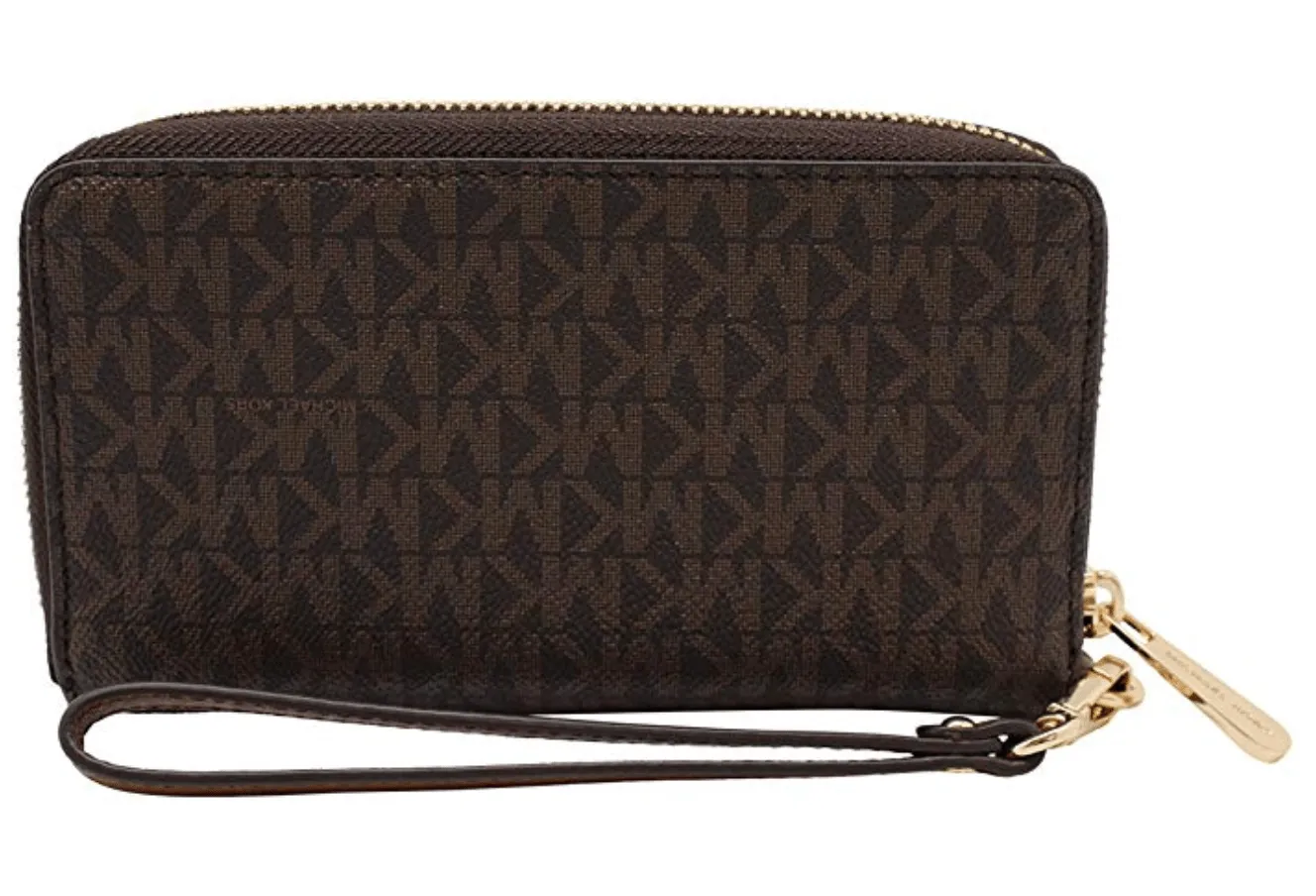 Michael Kors Jet Set Travel Large Flat Multifunction Phone Case Wallet Brown