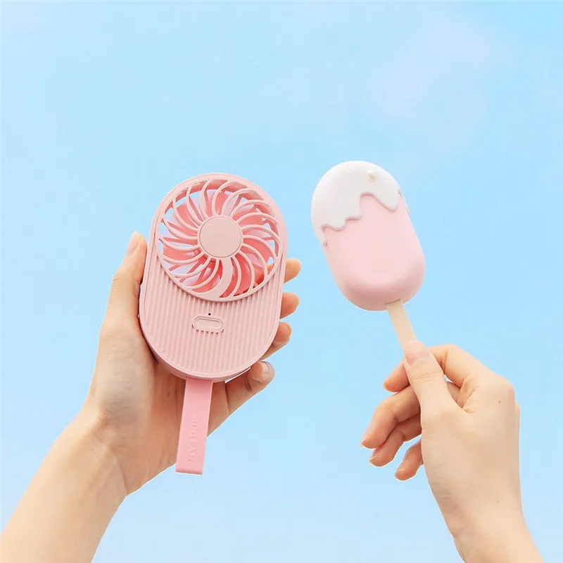Mini Ice Cream Fan USB Charge Handheld