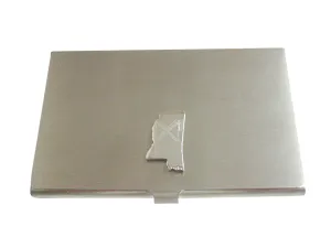 Mississippi State Map Shape and Flag Design Business Card Holder