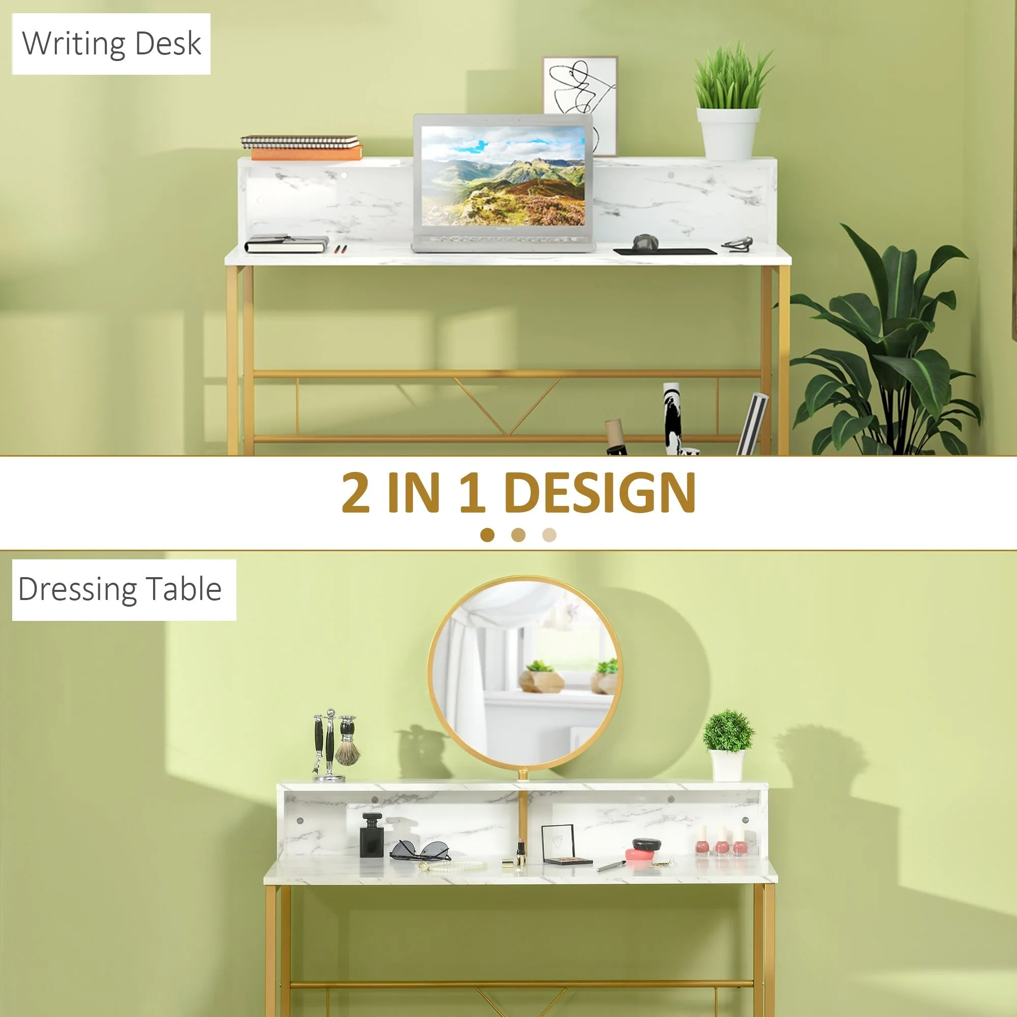 Modern Dressing Table with Round Mirror