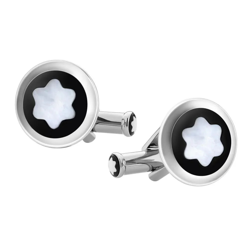 Montblanc Gemelli Star Rotondi Precious Steel With Black Pvd insert and mother of pearl 123810