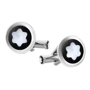 Montblanc Gemelli Star Rotondi Precious Steel With Black Pvd insert and mother of pearl 123810