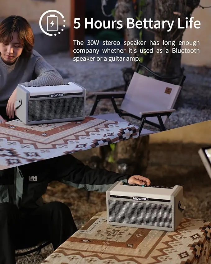 MOOER SD30i Practice Guitar Amp Portable Smart Amplifier, Bluetooth 30W Stereo Sound, 5Hrs Bettary Life, with 101 Effects, 80s Looper and 40 Drummer for Electric Guitar