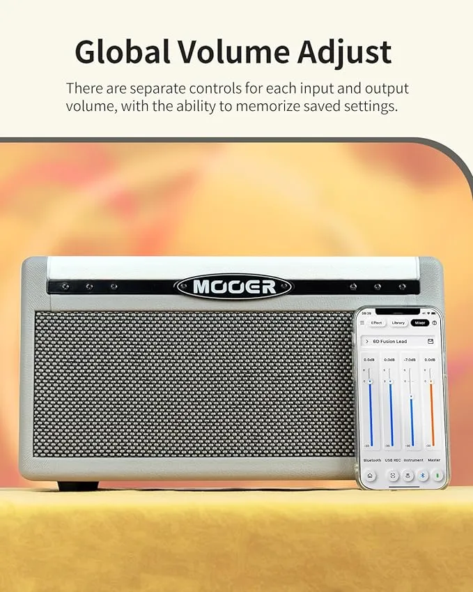 MOOER SD30i Practice Guitar Amp Portable Smart Amplifier, Bluetooth 30W Stereo Sound, 5Hrs Bettary Life, with 101 Effects, 80s Looper and 40 Drummer for Electric Guitar