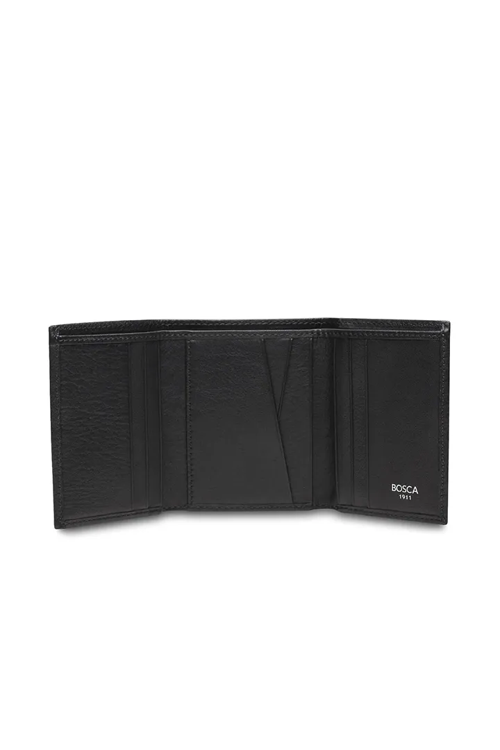 NAPPA VITELLO SINGLE ID RFID TRIFOLD WALLET - BLACK
