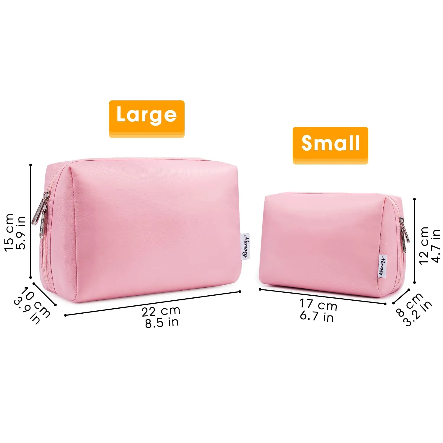 Narwey Cute Makeup Bag Travel Cosmetic Bag Organizer Toiletry Bag Make Up Bags with Compartments for Women Girls (Large, Pink)