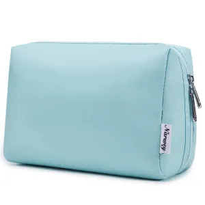 Narwey Cute Makeup Bag Travel Cosmetic Bag Organizer Toiletry Bag Make Up Bags with Compartments for Women Girls (Large, Sky Blue)