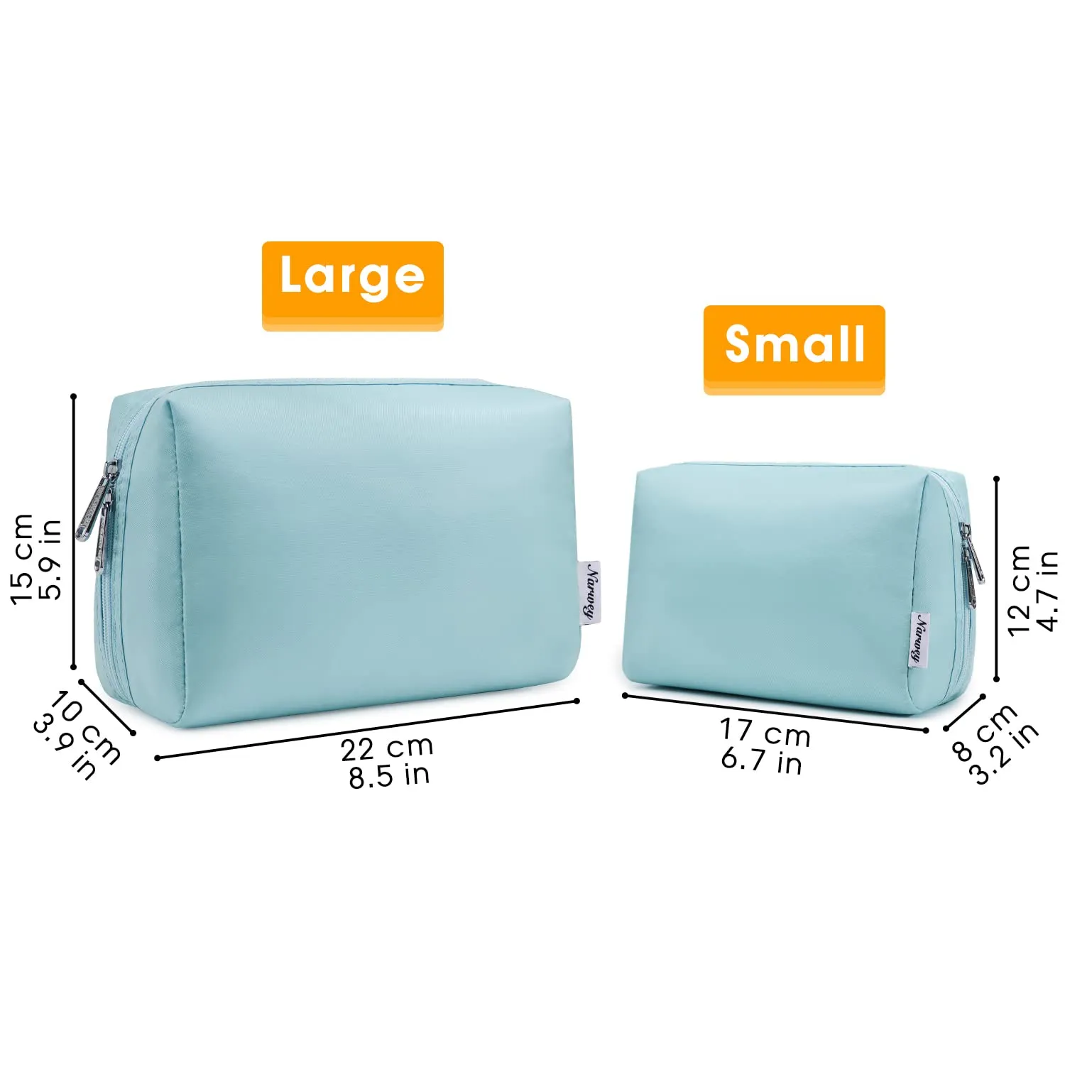 Narwey Cute Makeup Bag Travel Cosmetic Bag Organizer Toiletry Bag Make Up Bags with Compartments for Women Girls (Large, Sky Blue)