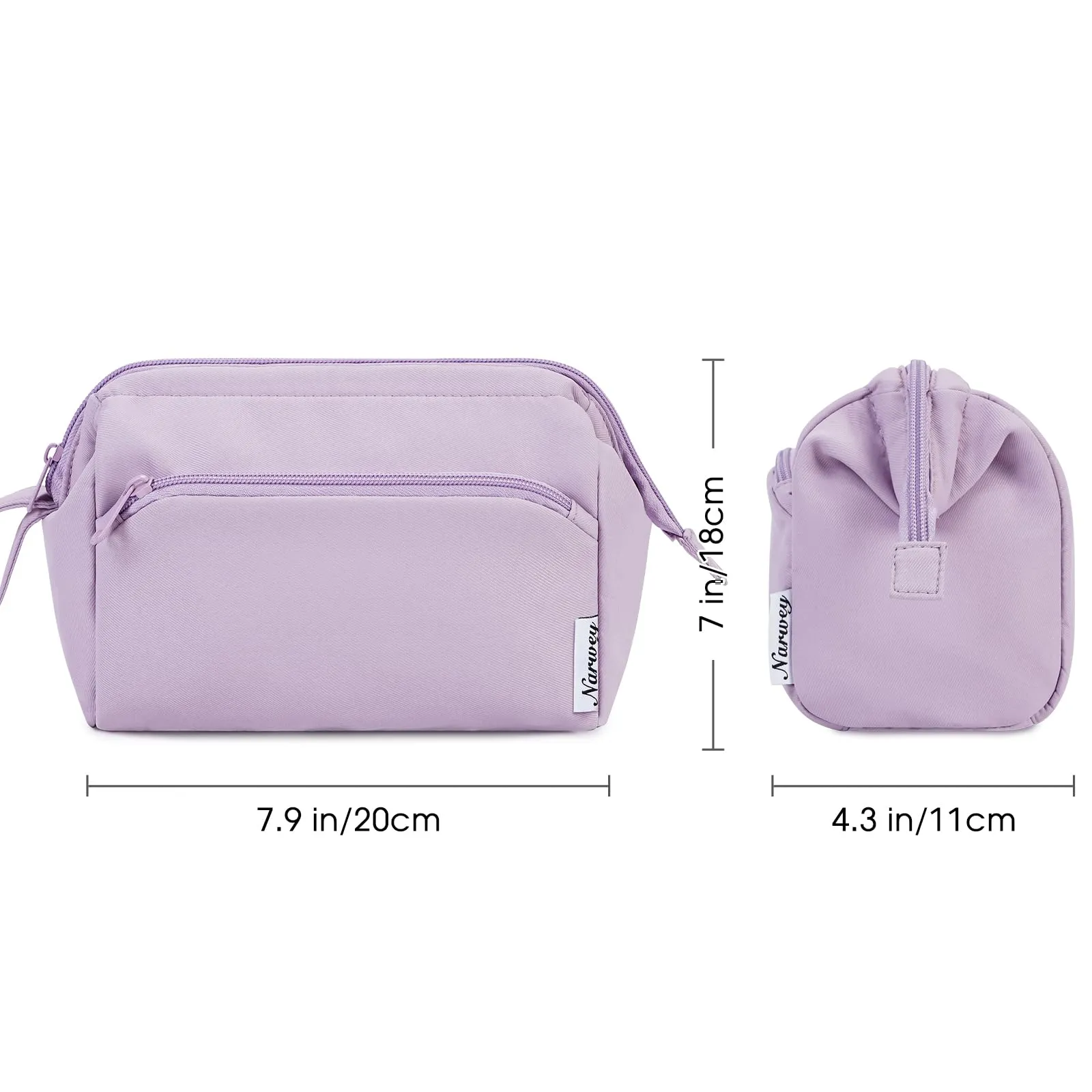 Narwey Makeup Bag Women Wide-open Make up Bag Travel Cosmetic Bag Organizer Toiletry Bag for Cosmetics Toiletries Accessories (Purple)