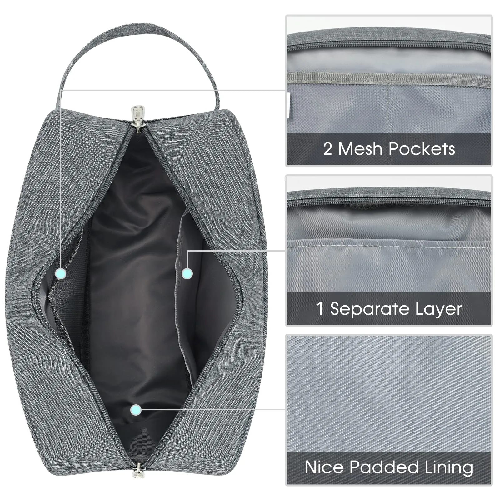 Narwey Travel Toiletry Bag for Women Traveling Dopp Kit Men Toiletries Bag Cosmetic Bag Makeup Bag Medicine Bag for Traveling (Grey)