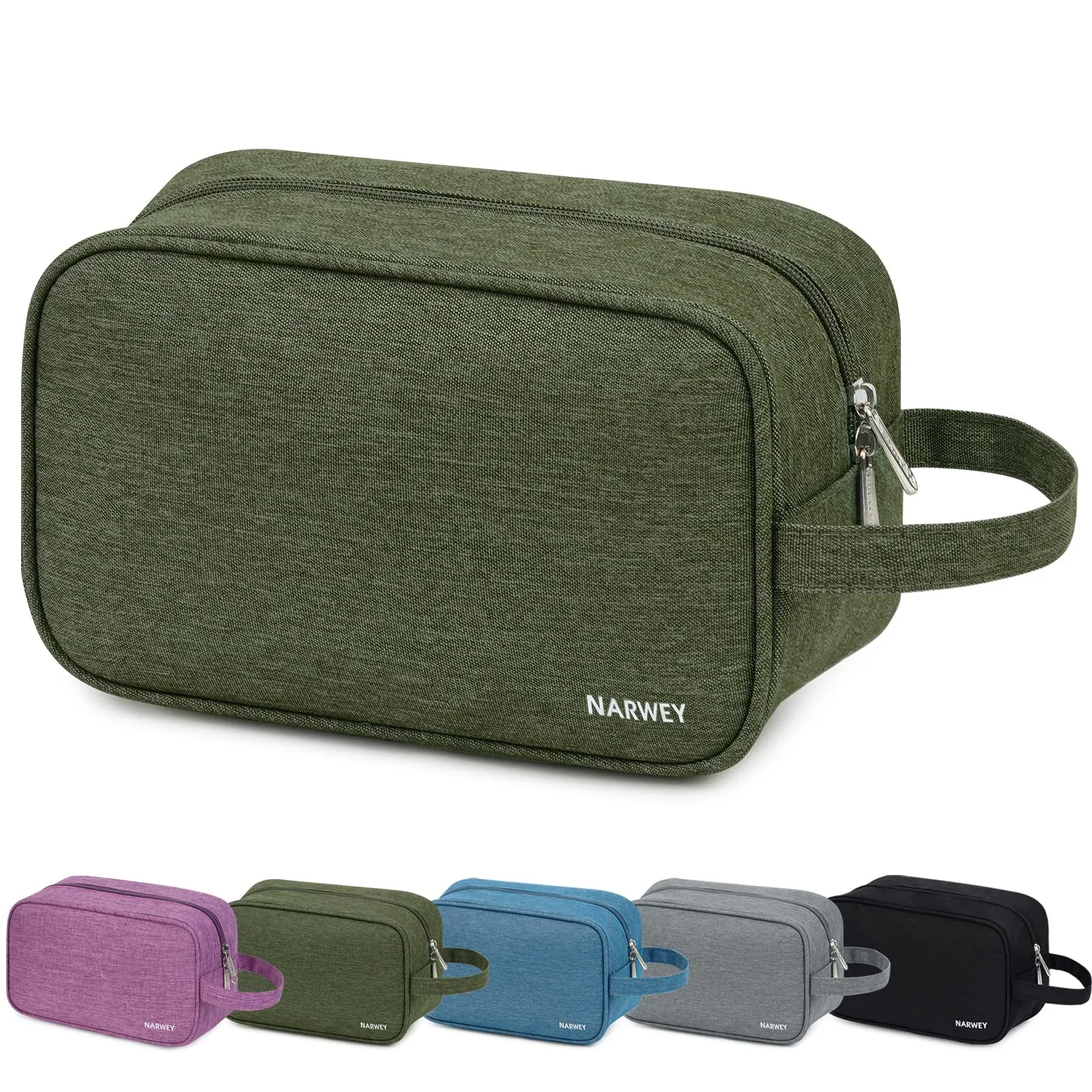 Narwey Travel Toiletry Bag for Women Traveling Dopp Kit Men Travel Bag for Toiletries Cosmetic Bag Makeup Bag Medicine Bag for Traveling (Army Green)
