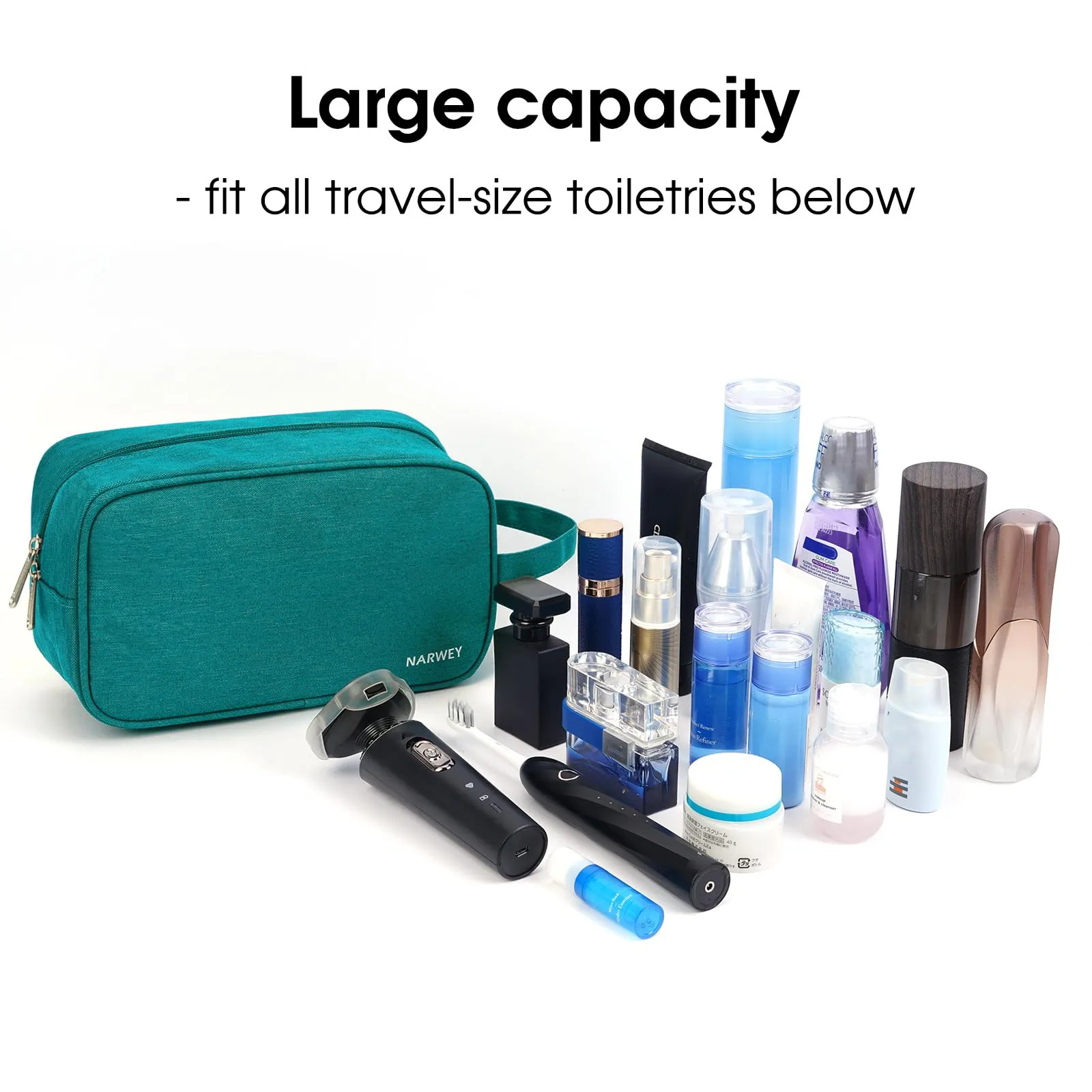 Narwey Travel Toiletry Bag for Women Traveling Dopp Kit Men Travel Bag for Toiletries Cosmetic Bag Makeup Bag Medicine Bag for Traveling (Teal)