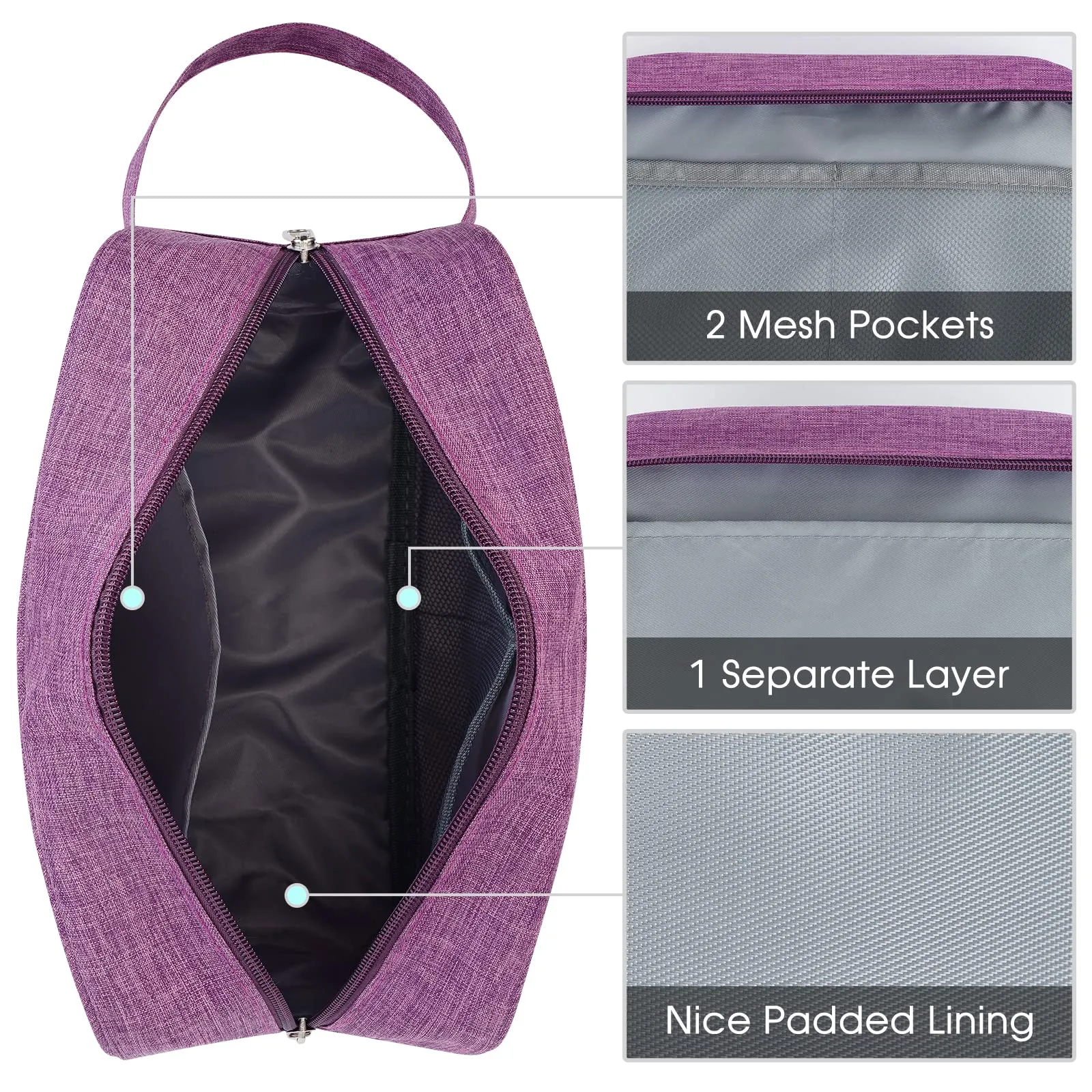 Narwey Travel Toiletry Bag for Women Traveling Dopp Kit Travel Bag for Toiletries Cosmetic Bag Makeup Bag Medicine Bag for Traveling (Dark Purple)